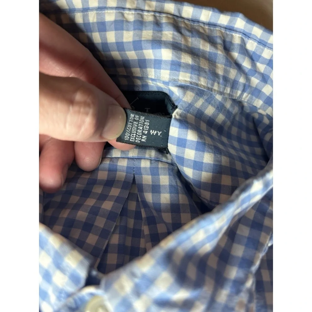 Vintage Ralph Lauren Men's XXL Blue & White Gingham Custom‎ Fit Shirt Pink Pony